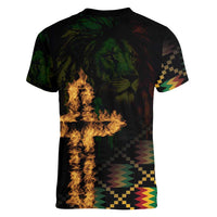 Happy Meskel Celebration Women V-Neck T-Shirt Cross Fire And Lion Flag Color - Wonder Print Shop