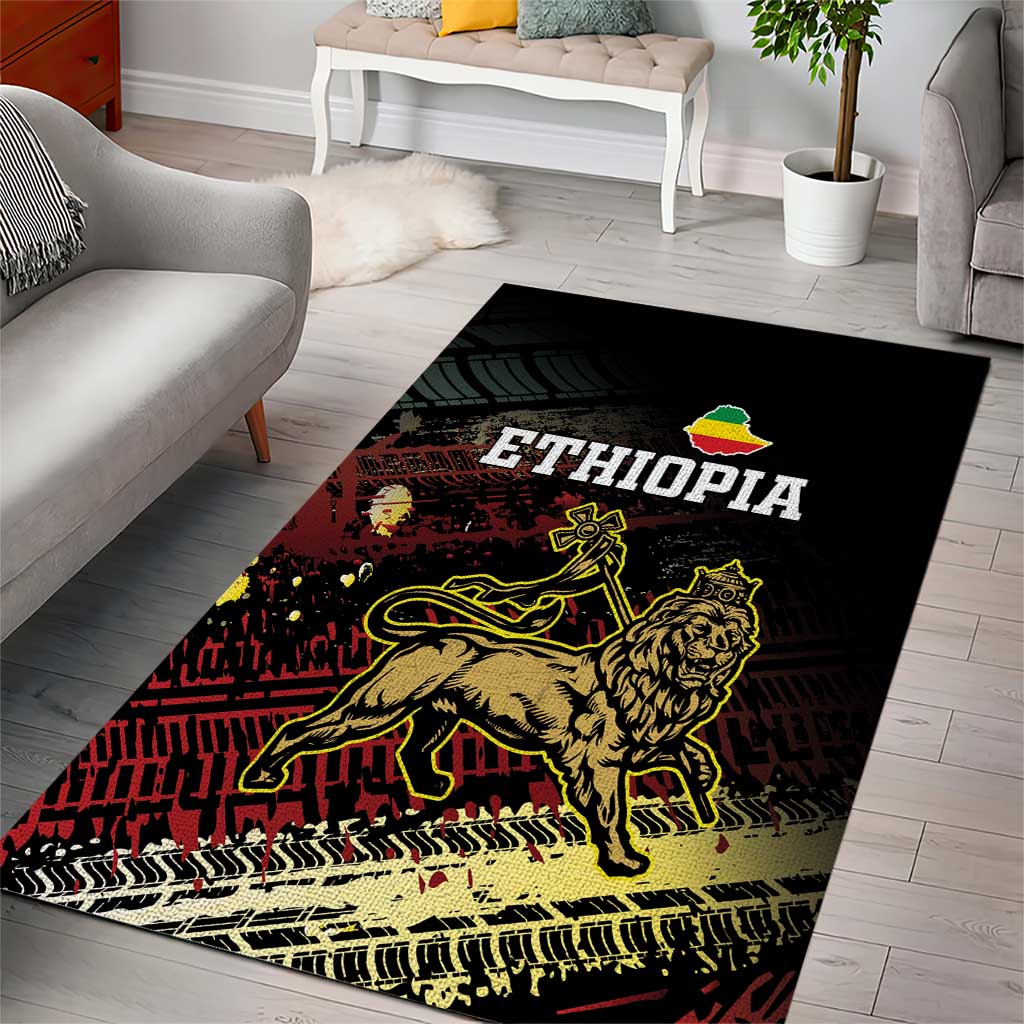 Meskel Ethiopia Area Rug Lion Of Judah With Grunge Patterns - Wonder Print Shop