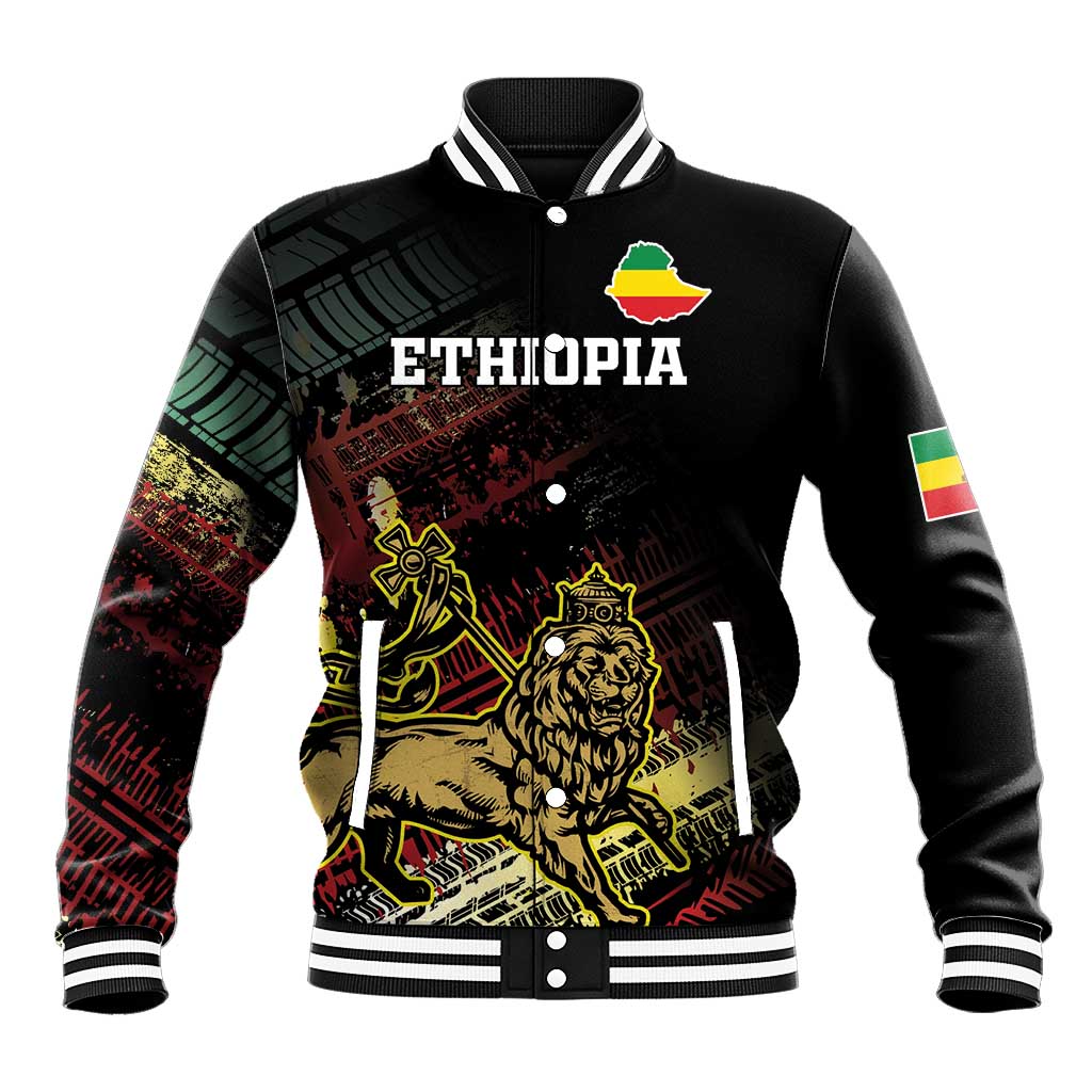 Meskel Ethiopia Baseball Jacket Lion Of Judah With Grunge Patterns - Wonder Print Shop