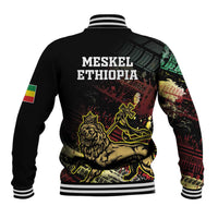 Meskel Ethiopia Baseball Jacket Lion Of Judah With Grunge Patterns - Wonder Print Shop