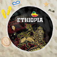 Meskel Ethiopia Beach Blanket Lion Of Judah With Grunge Patterns - Wonder Print Shop