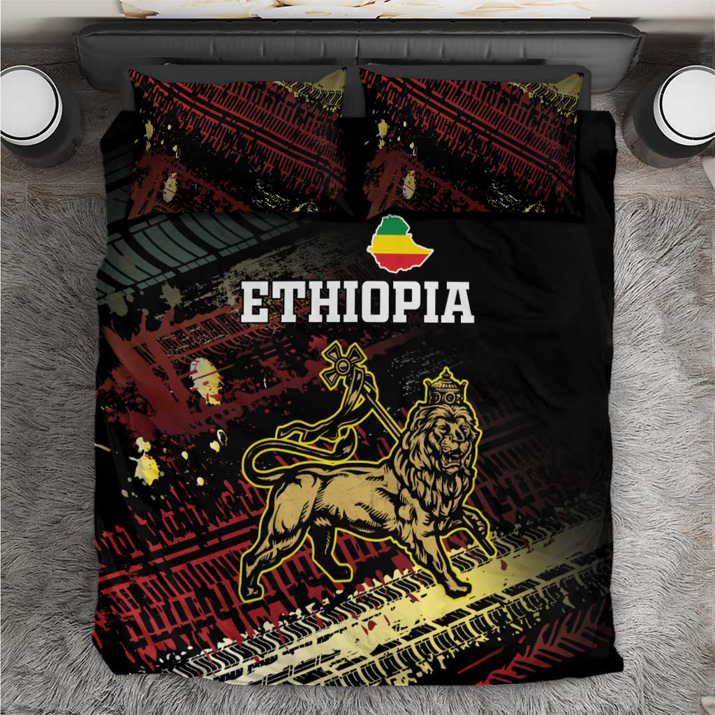 Meskel Ethiopia Bedding Set Lion Of Judah With Grunge Patterns - Wonder Print Shop