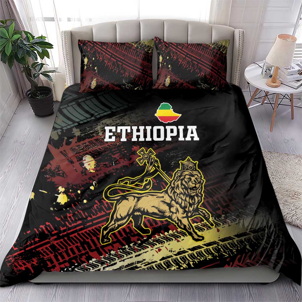 Meskel Ethiopia Bedding Set Lion Of Judah With Grunge Patterns - Wonder Print Shop