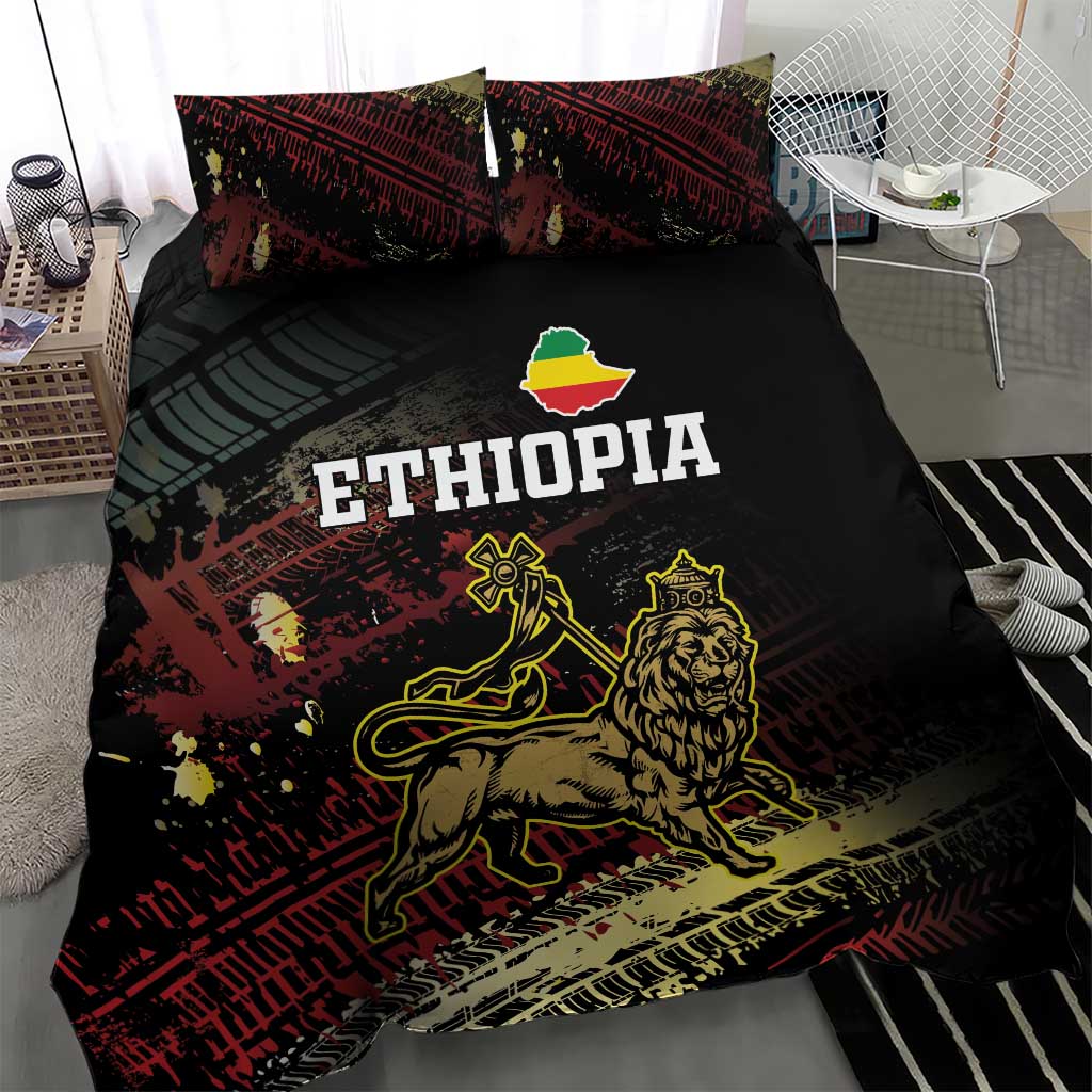Meskel Ethiopia Bedding Set Lion Of Judah With Grunge Patterns - Wonder Print Shop