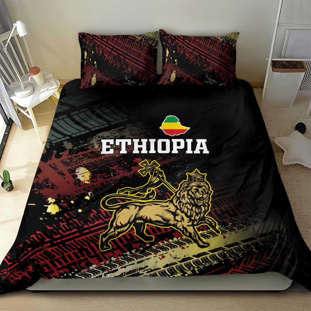 Meskel Ethiopia Bedding Set Lion Of Judah With Grunge Patterns - Wonder Print Shop