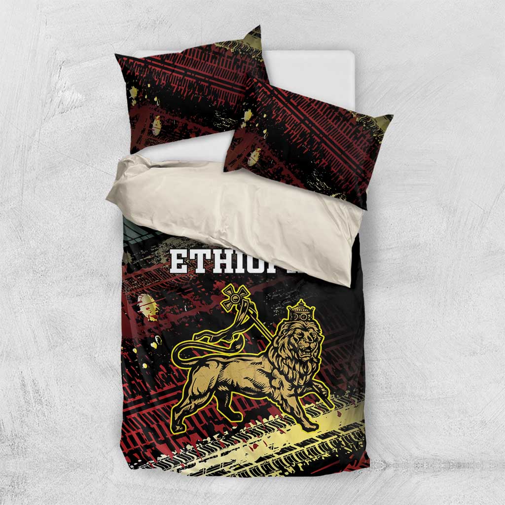 Meskel Ethiopia Bedding Set Lion Of Judah With Grunge Patterns - Wonder Print Shop