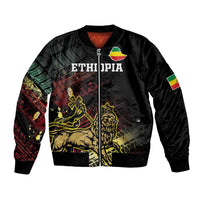 Meskel Ethiopia Bomber Jacket Lion Of Judah With Grunge Patterns - Wonder Print Shop