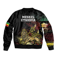 Meskel Ethiopia Bomber Jacket Lion Of Judah With Grunge Patterns - Wonder Print Shop