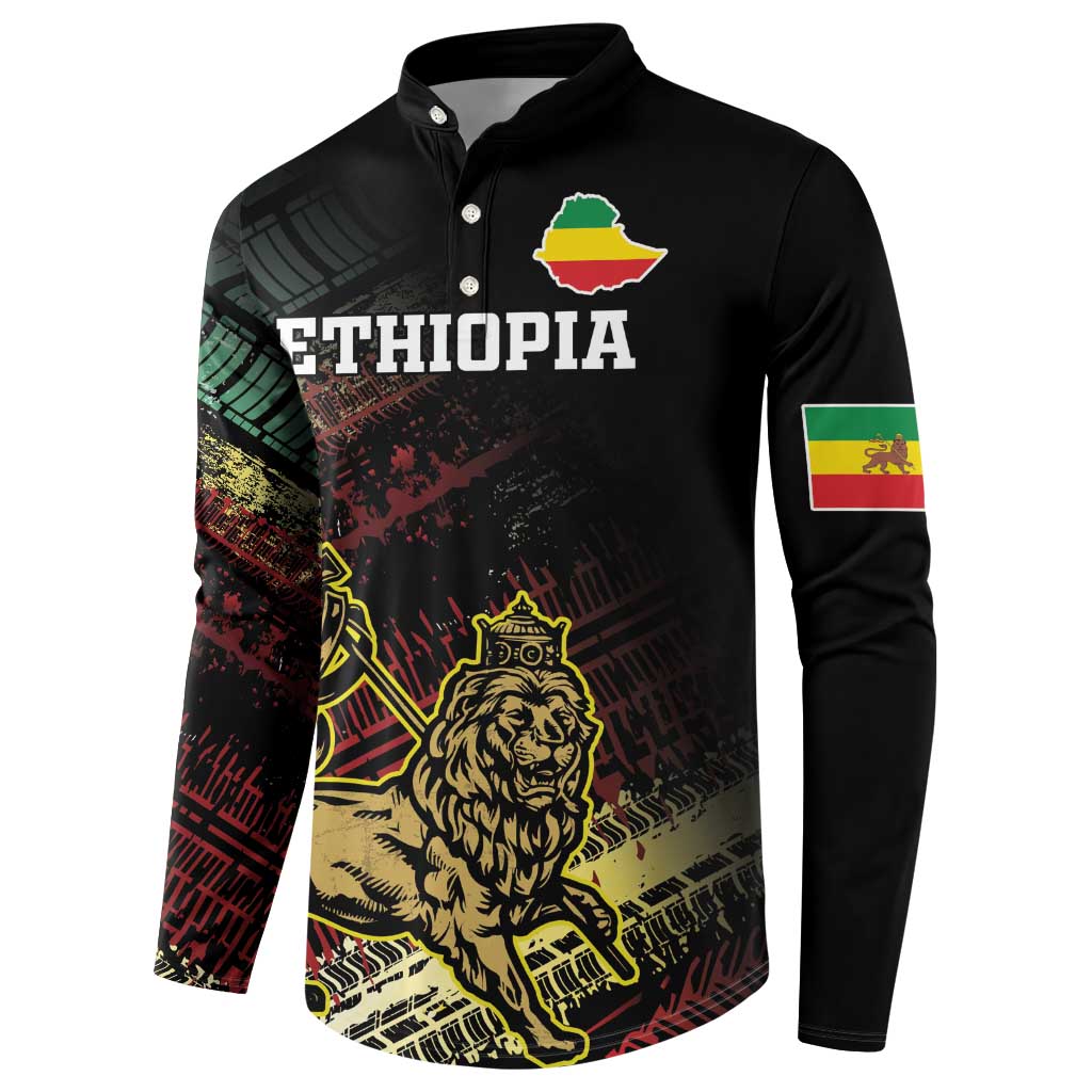 Meskel Ethiopia Button Sweatshirt Lion Of Judah With Grunge Patterns - Wonder Print Shop