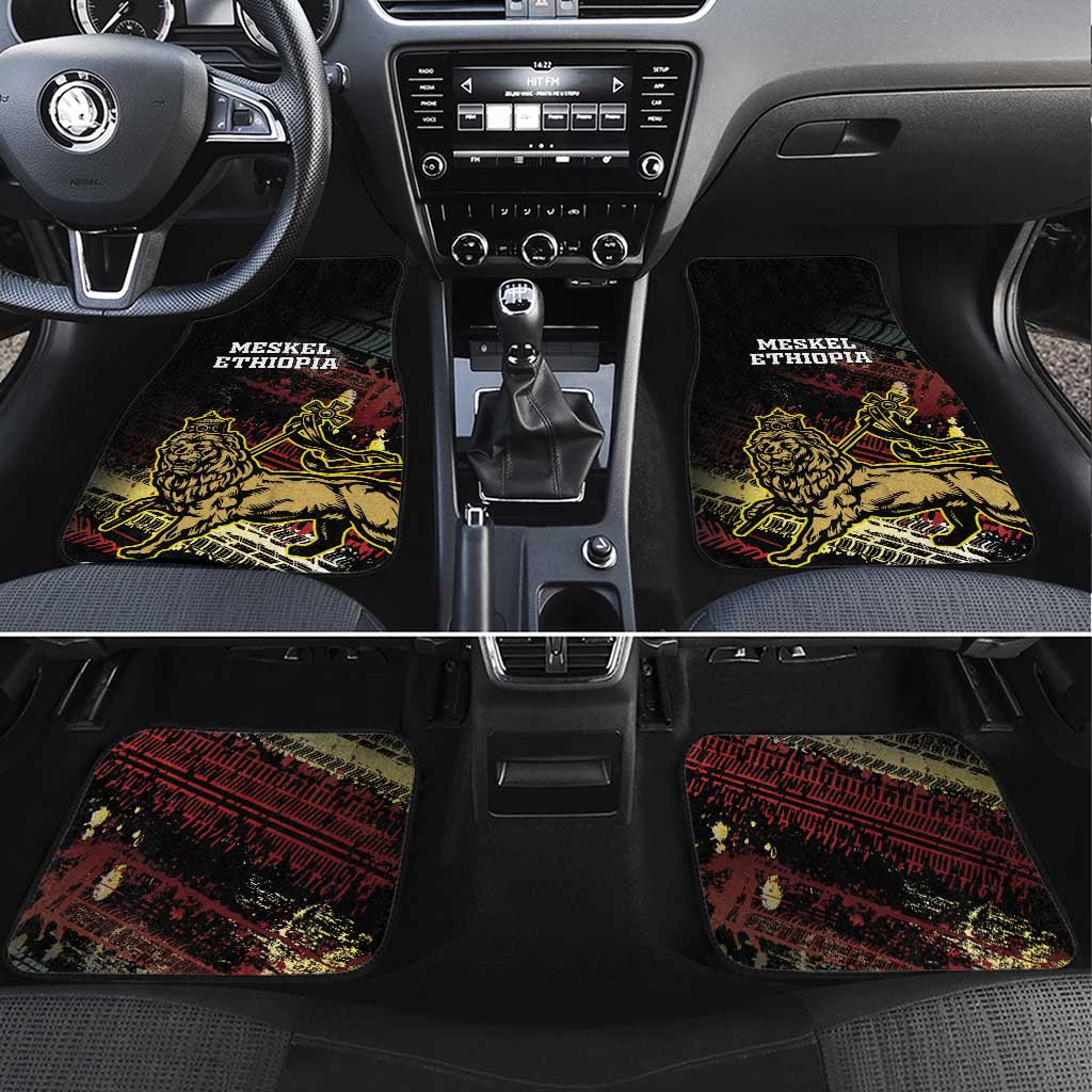 Meskel Ethiopia Car Mats Lion Of Judah With Grunge Patterns - Wonder Print Shop