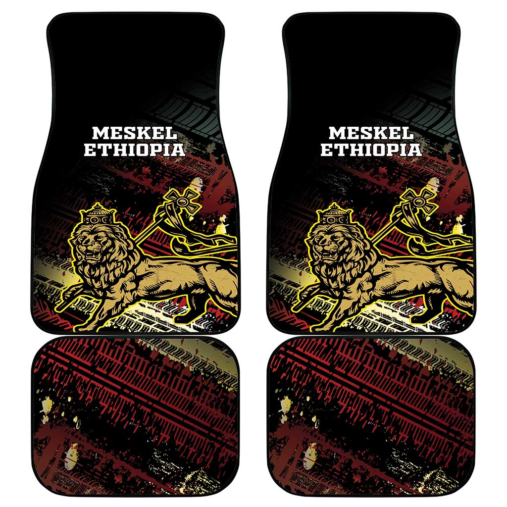 Meskel Ethiopia Car Mats Lion Of Judah With Grunge Patterns - Wonder Print Shop