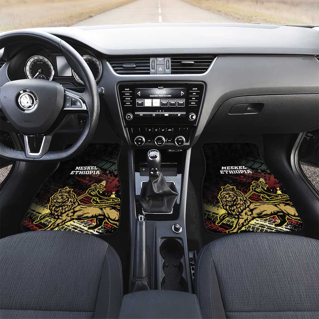 Meskel Ethiopia Car Mats Lion Of Judah With Grunge Patterns - Wonder Print Shop
