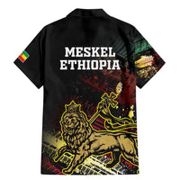 Meskel Ethiopia Family Matching Mermaid Dress and Hawaiian Shirt Lion Of Judah With Grunge Patterns - Wonder Print Shop