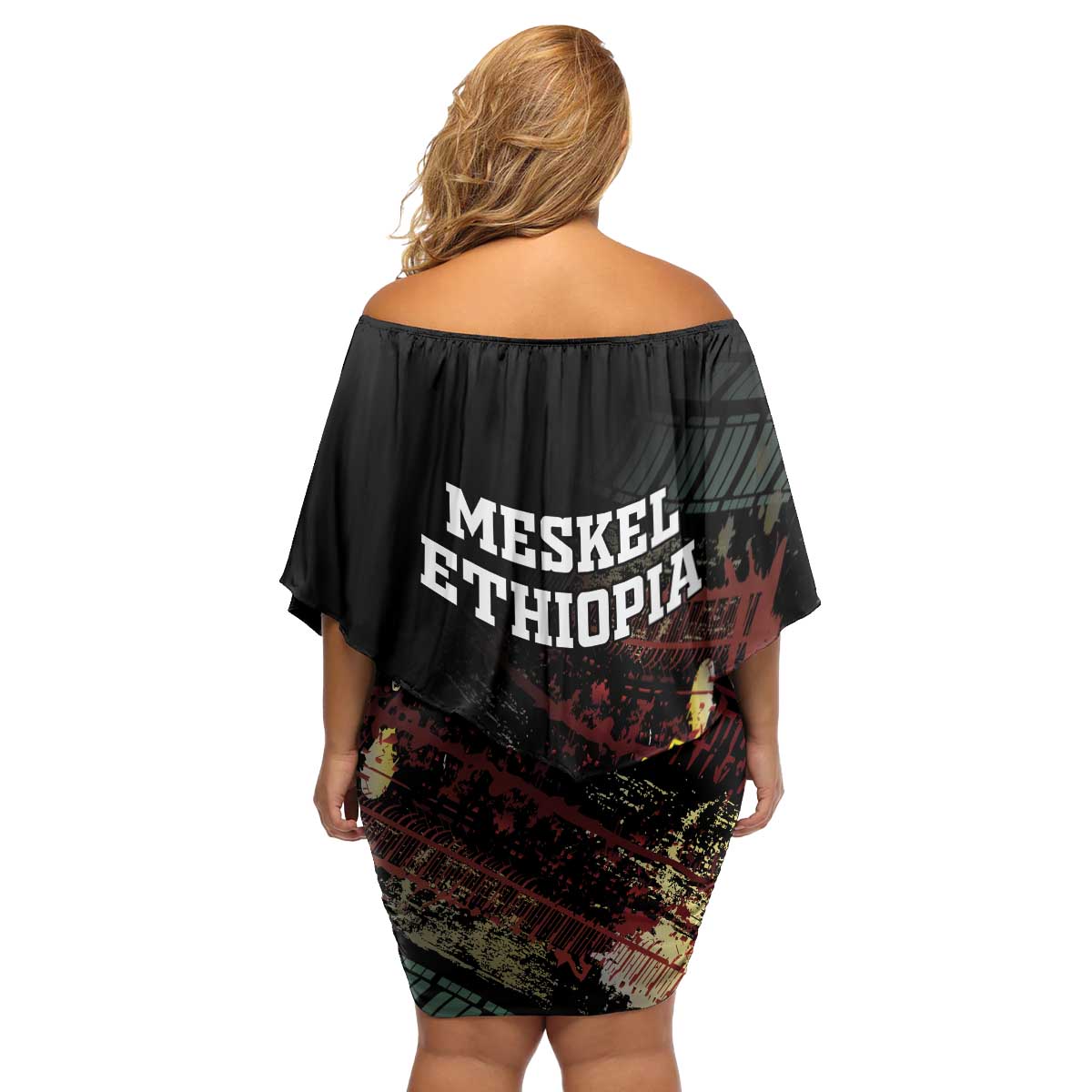 Meskel Ethiopia Family Matching Off Shoulder Short Dress and Hawaiian Shirt Lion Of Judah With Grunge Patterns - Wonder Print Shop