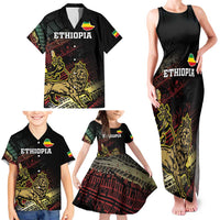 Meskel Ethiopia Family Matching Tank Maxi Dress and Hawaiian Shirt Lion Of Judah With Grunge Patterns - Wonder Print Shop
