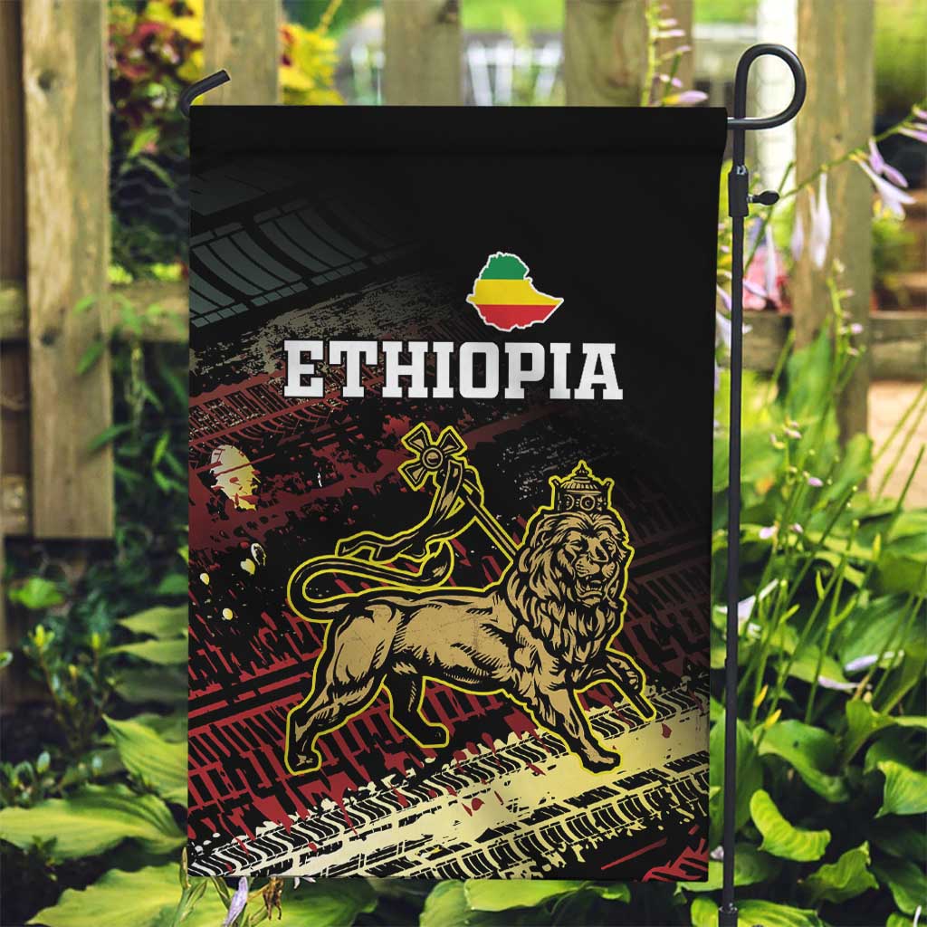 Meskel Ethiopia Garden Flag Lion Of Judah With Grunge Patterns - Wonder Print Shop