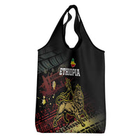 Meskel Ethiopia Grocery Bag Lion Of Judah With Grunge Patterns
