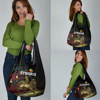 Meskel Ethiopia Grocery Bag Lion Of Judah With Grunge Patterns