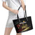 Meskel Ethiopia Leather Tote Bag Lion Of Judah With Grunge Patterns - Wonder Print Shop