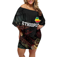 Meskel Ethiopia Off Shoulder Short Dress Lion Of Judah With Grunge Patterns - Wonder Print Shop