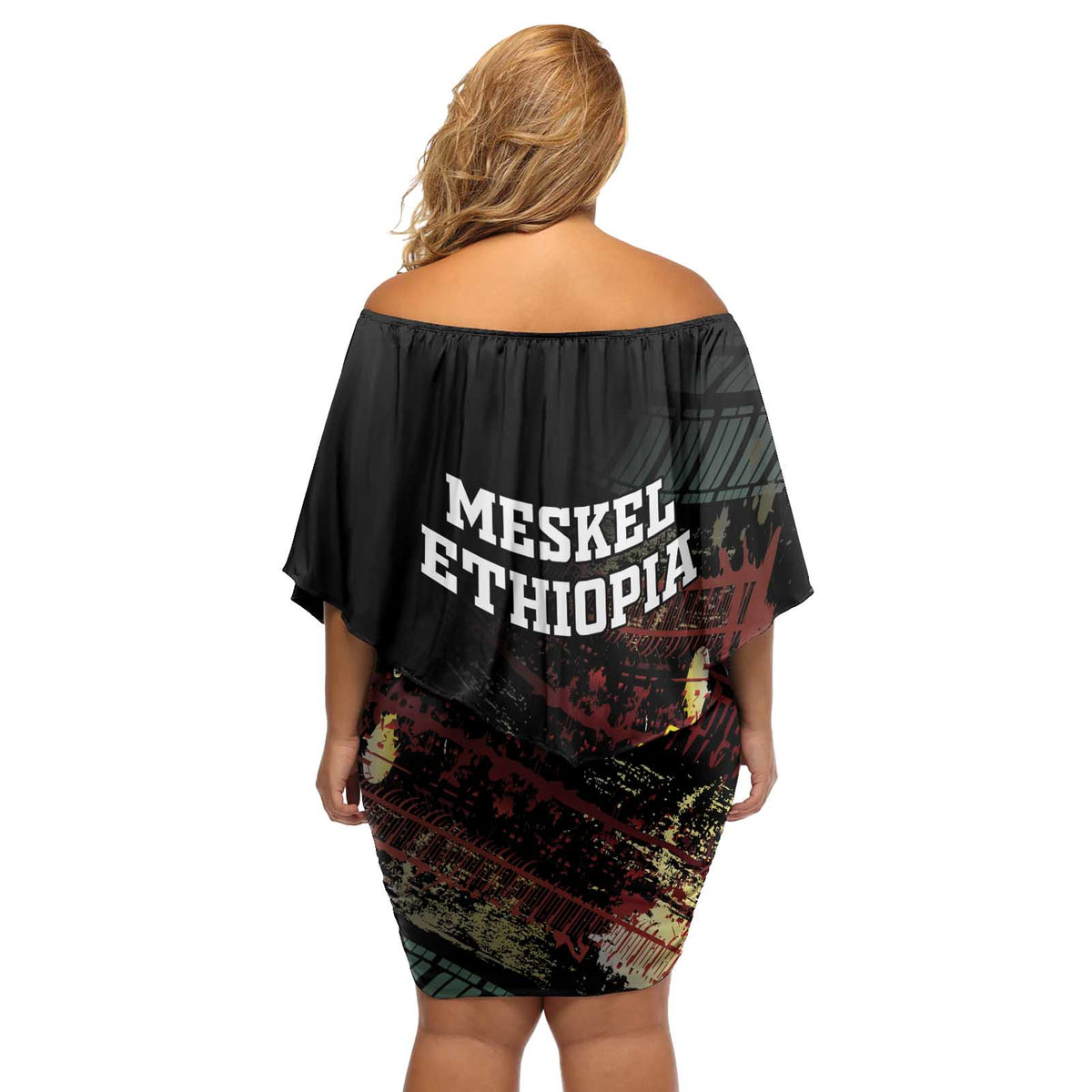 Meskel Ethiopia Off Shoulder Short Dress Lion Of Judah With Grunge Patterns - Wonder Print Shop