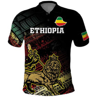 Meskel Ethiopia Polo Shirt Lion Of Judah With Grunge Patterns - Wonder Print Shop