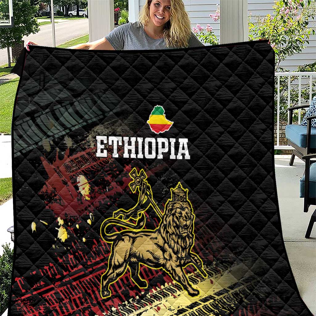 Meskel Ethiopia Quilt Lion Of Judah With Grunge Patterns - Wonder Print Shop