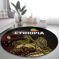 Meskel Ethiopia Round Carpet Lion Of Judah With Grunge Patterns