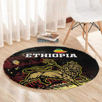 Meskel Ethiopia Round Carpet Lion Of Judah With Grunge Patterns