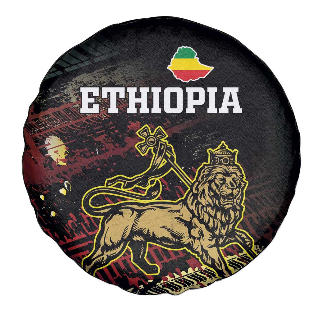 Meskel Ethiopia Spare Tire Cover Lion Of Judah With Grunge Patterns - Wonder Print Shop