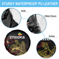 Meskel Ethiopia Spare Tire Cover Lion Of Judah With Grunge Patterns - Wonder Print Shop