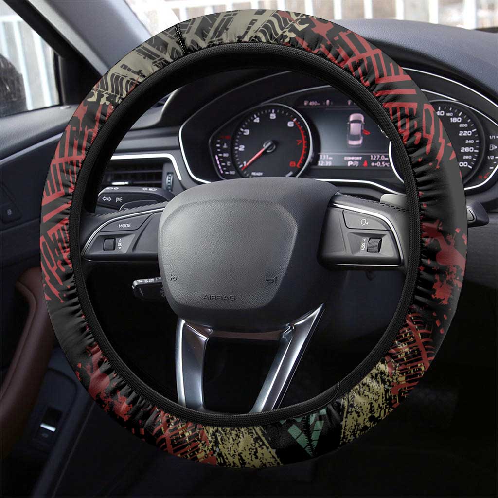 Meskel Ethiopia Steering Wheel Cover Lion Of Judah With Grunge Patterns - Wonder Print Shop