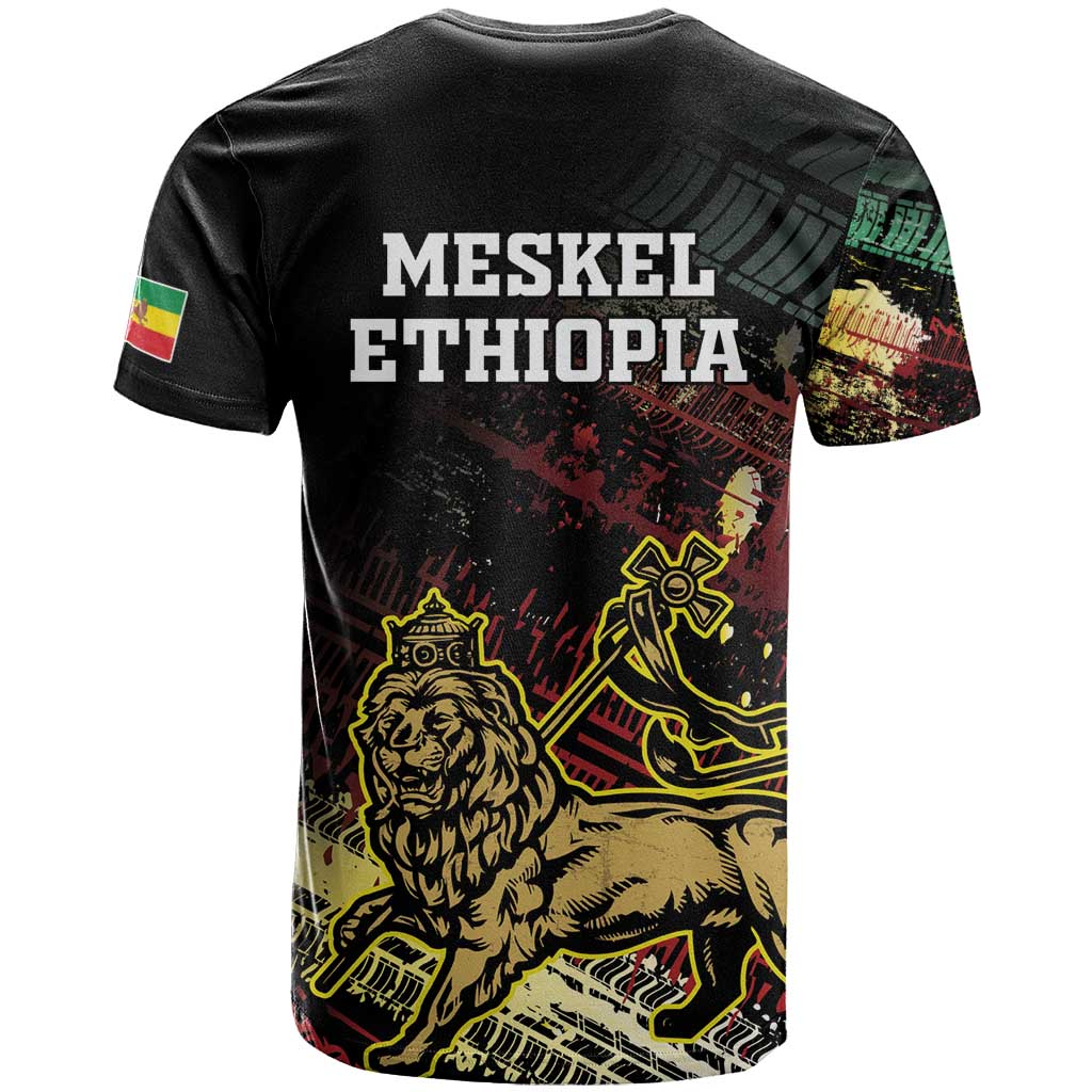 Meskel Ethiopia T Shirt Lion Of Judah With Grunge Patterns - Wonder Print Shop