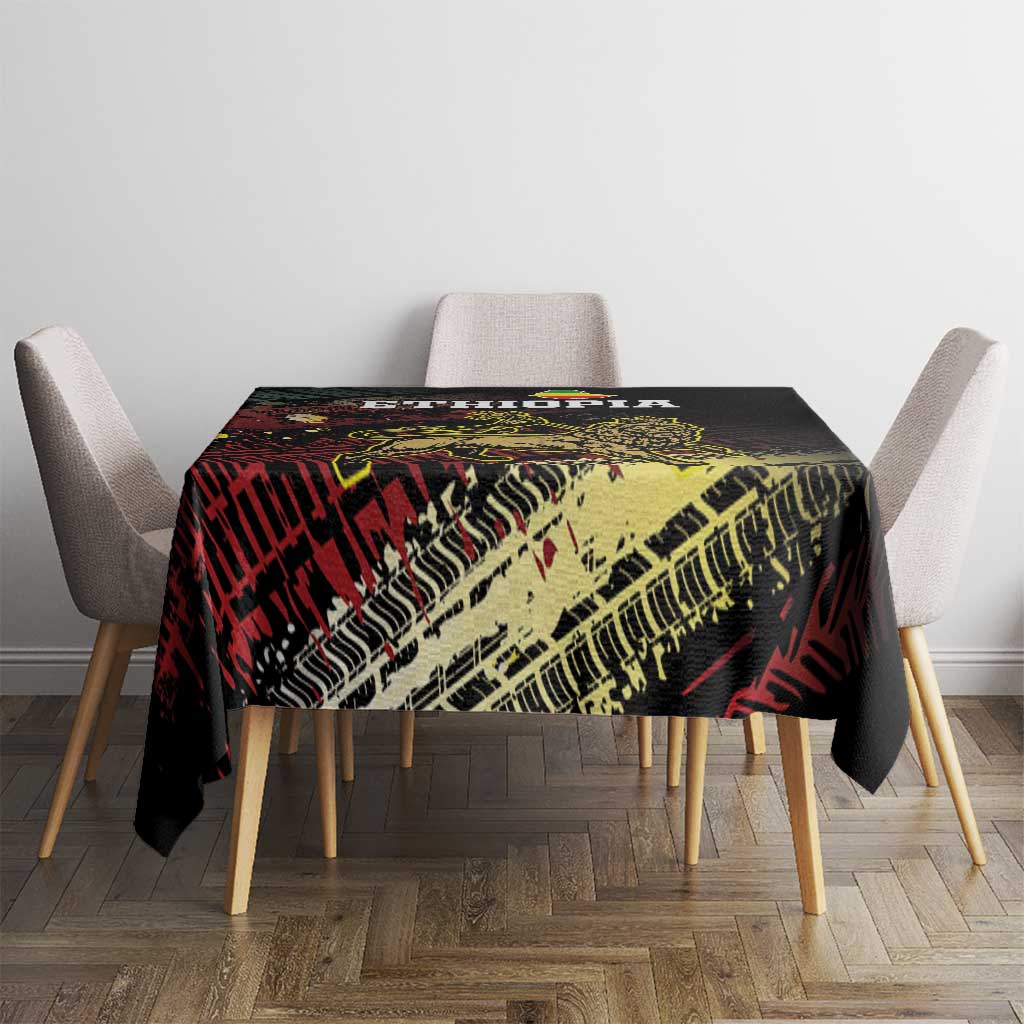 Meskel Ethiopia Tablecloth Lion Of Judah With Grunge Patterns - Wonder Print Shop