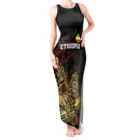 Meskel Ethiopia Tank Maxi Dress Lion Of Judah With Grunge Patterns - Wonder Print Shop