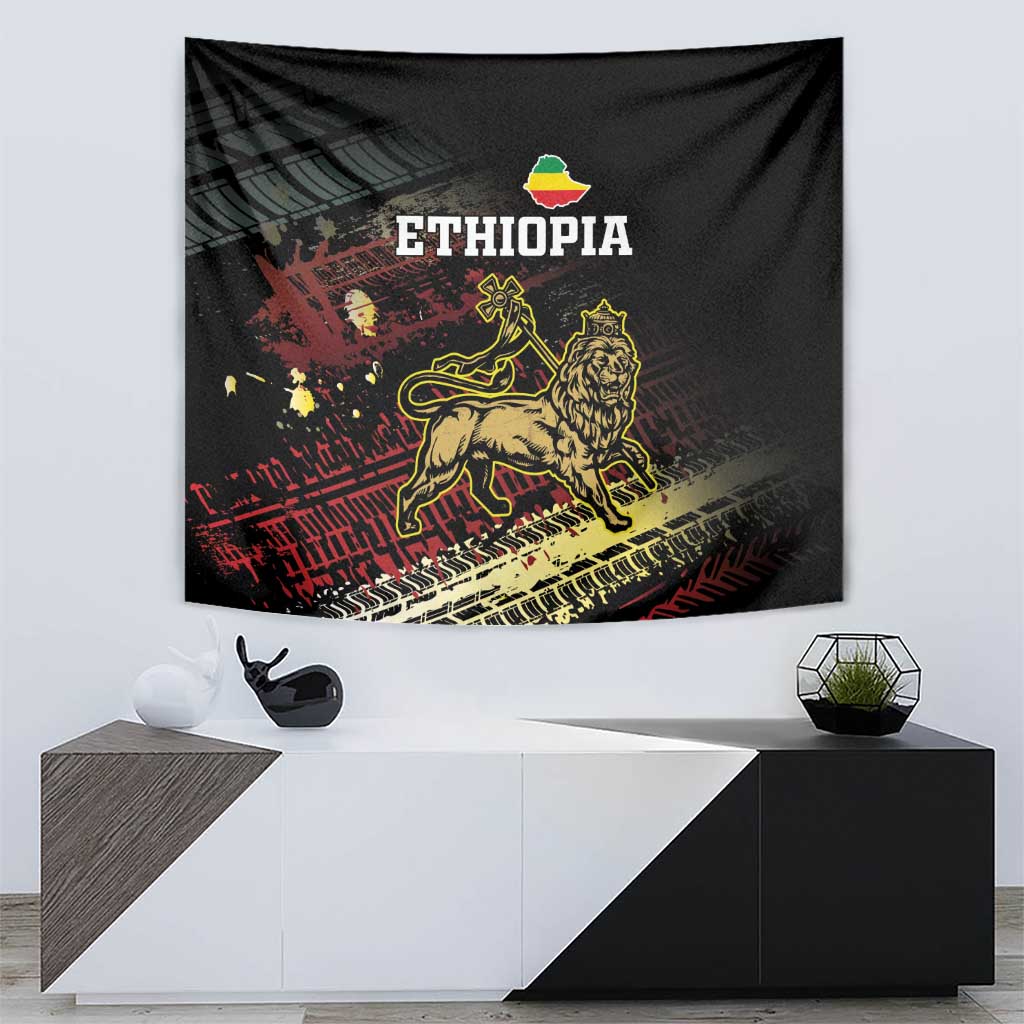 Meskel Ethiopia Tapestry Lion Of Judah With Grunge Patterns - Wonder Print Shop
