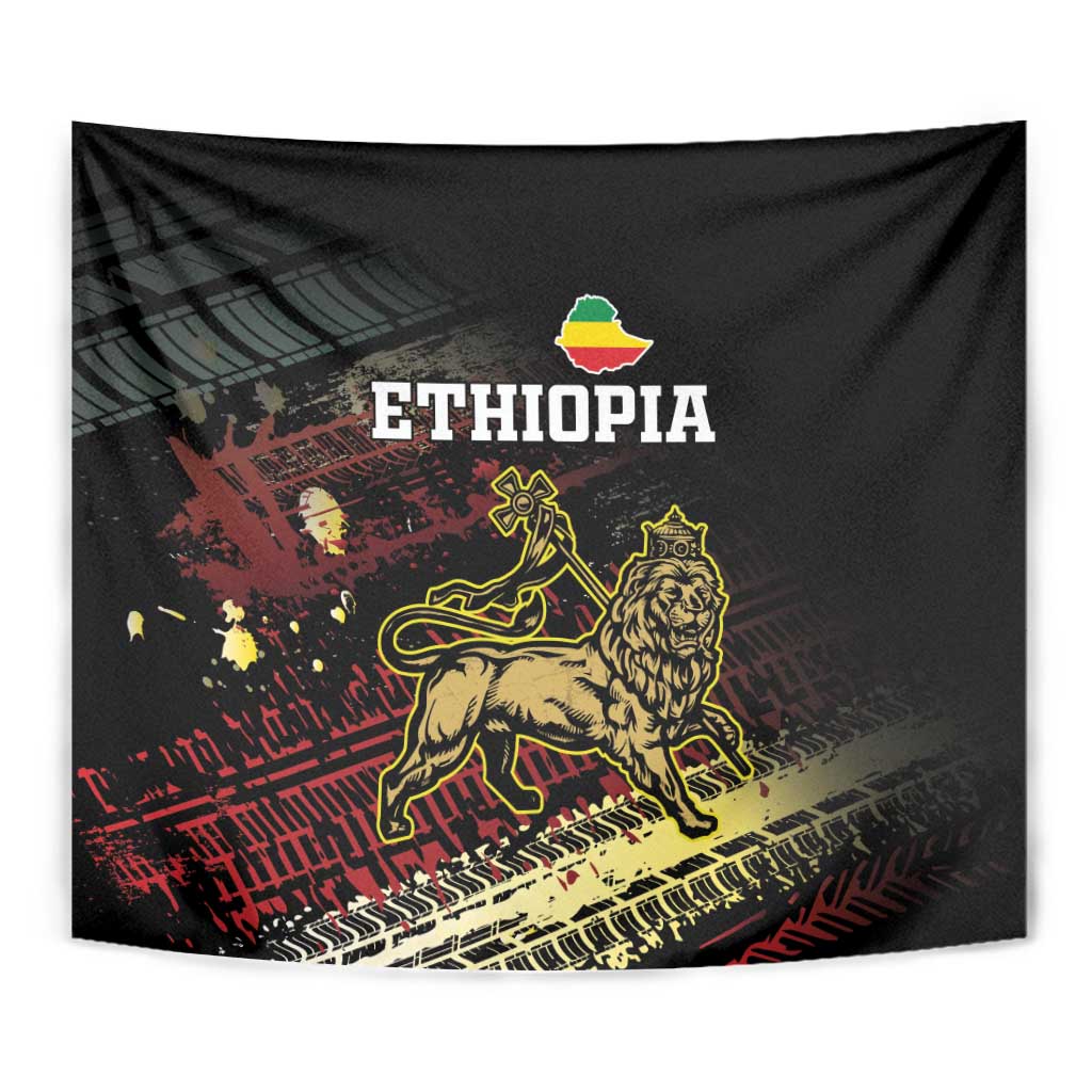 Meskel Ethiopia Tapestry Lion Of Judah With Grunge Patterns - Wonder Print Shop