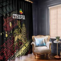 Meskel Ethiopia Window Curtain Lion Of Judah With Grunge Patterns - Wonder Print Shop
