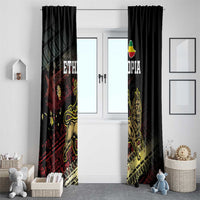 Meskel Ethiopia Window Curtain Lion Of Judah With Grunge Patterns - Wonder Print Shop
