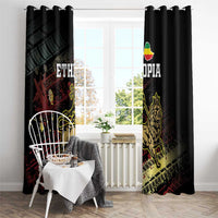 Meskel Ethiopia Window Curtain Lion Of Judah With Grunge Patterns - Wonder Print Shop