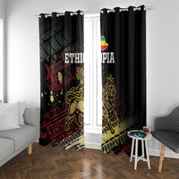 Meskel Ethiopia Window Curtain Lion Of Judah With Grunge Patterns - Wonder Print Shop