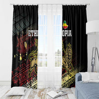 Meskel Ethiopia Window Curtain Lion Of Judah With Grunge Patterns - Wonder Print Shop