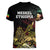 Meskel Ethiopia Women V-Neck T-Shirt Lion Of Judah With Grunge Patterns - Wonder Print Shop