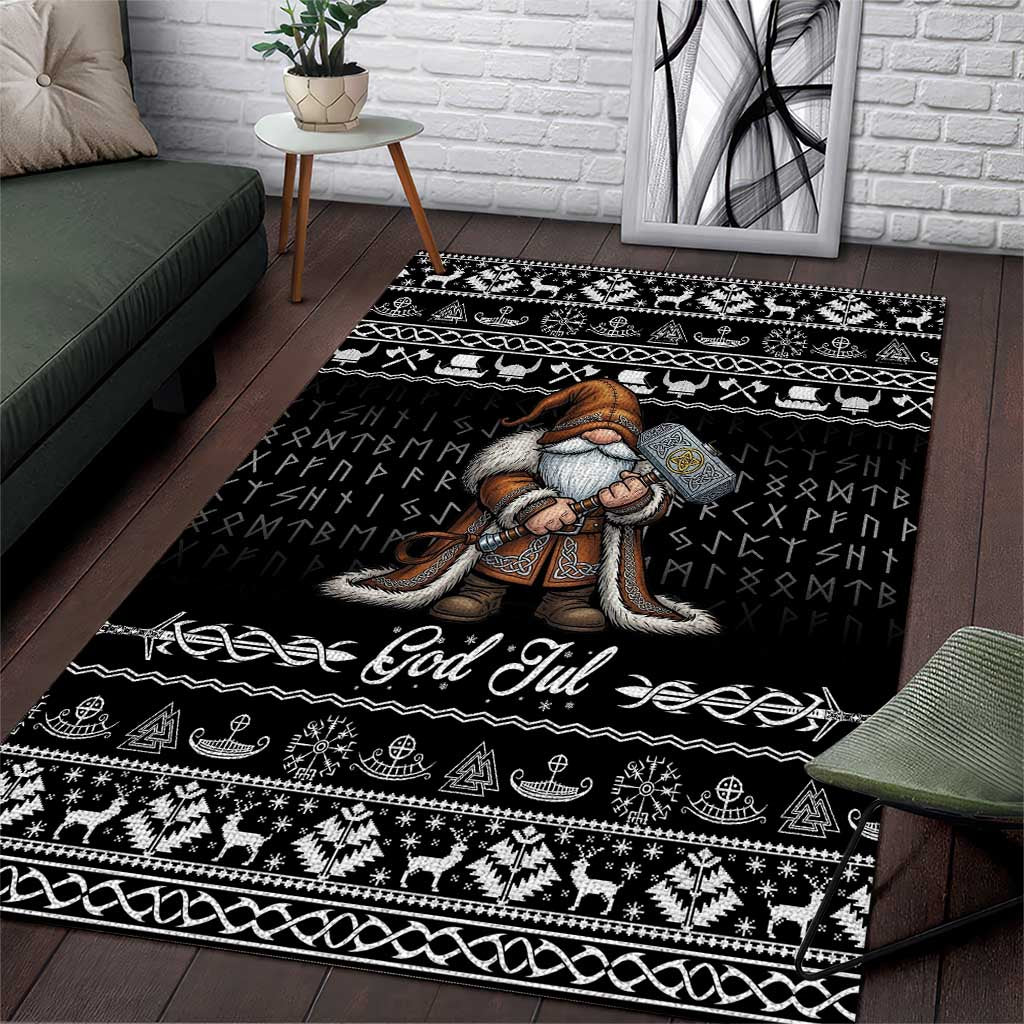 Viking Gnome Christmas Area Rug Nordic Xmas Spirit Pattern - Wonder Print Shop