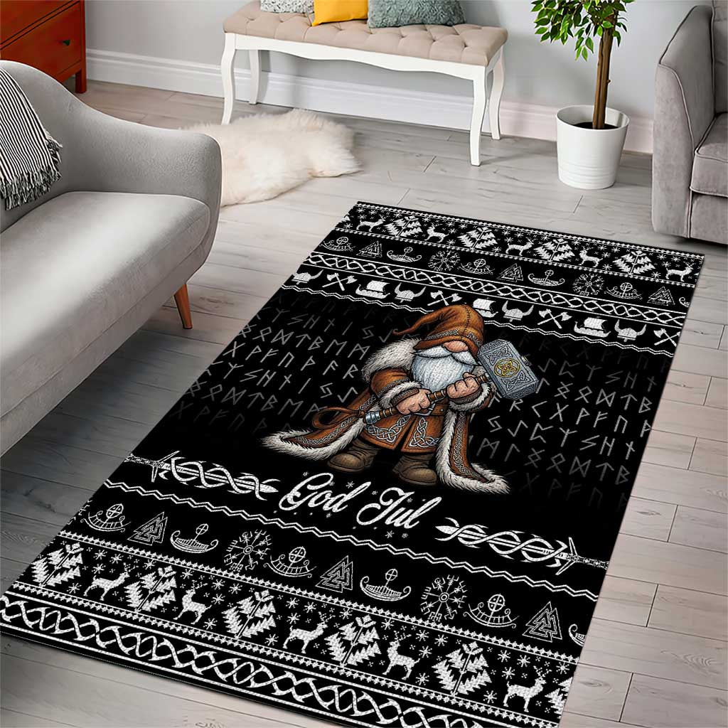 Viking Gnome Christmas Area Rug Nordic Xmas Spirit Pattern - Wonder Print Shop