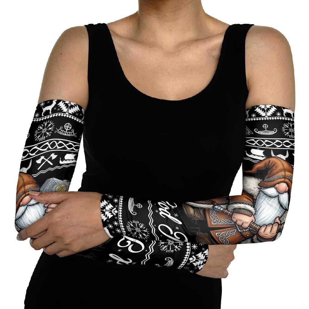 Viking Gnome Christmas Arm Sleeves Nordic Xmas Spirit Pattern - Wonder Print Shop