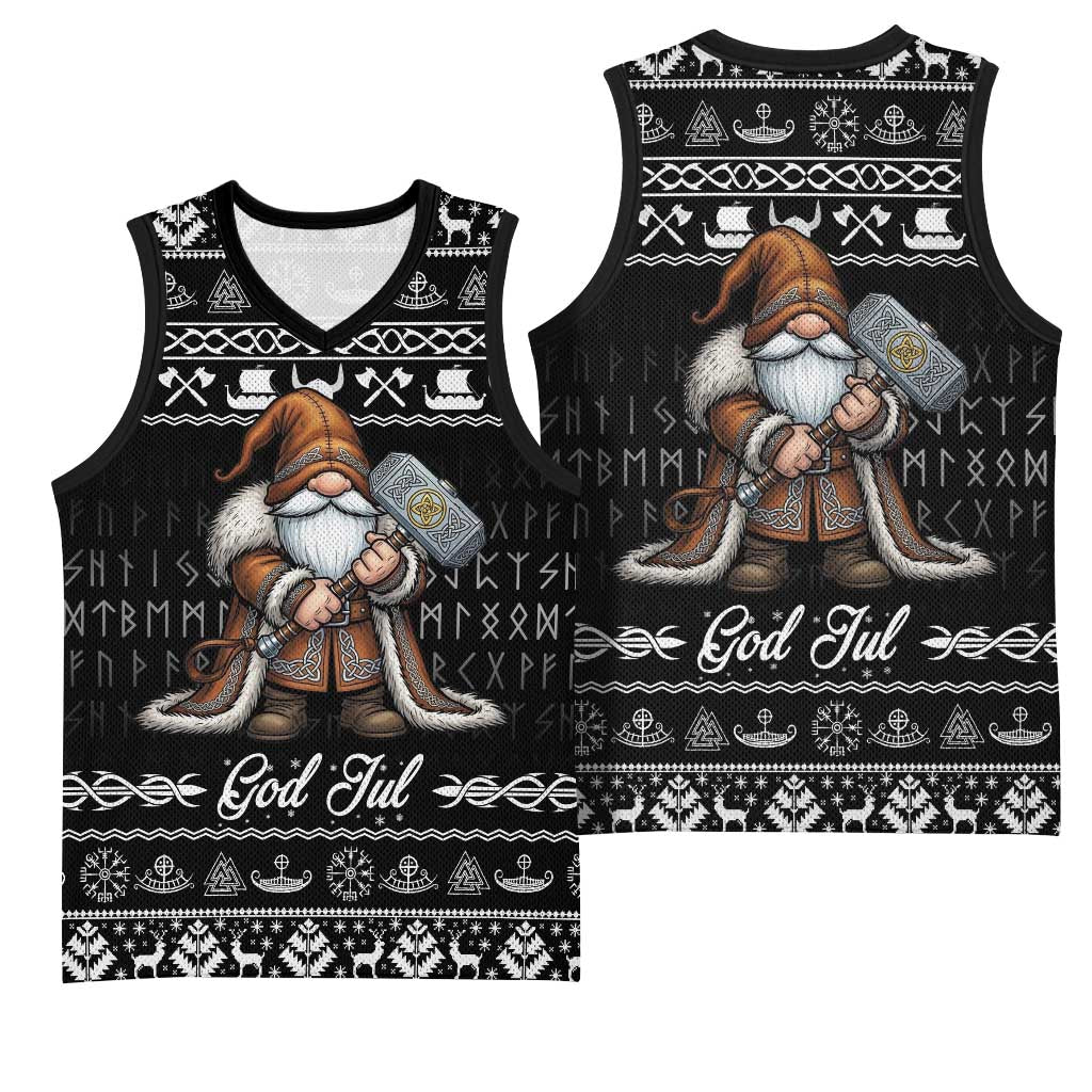 Viking Gnome Christmas Basketball Jersey Nordic Xmas Spirit Pattern - Wonder Print Shop