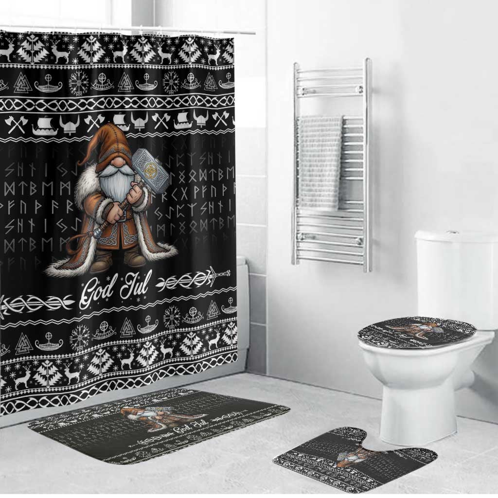 Viking Gnome Christmas Bathroom Set Nordic Xmas Spirit Pattern - Wonder Print Shop