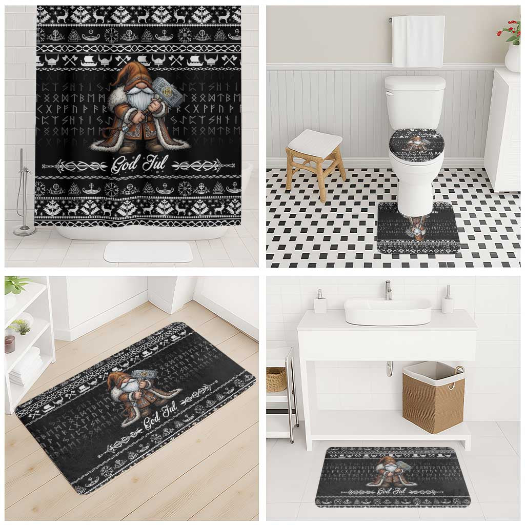 Viking Gnome Christmas Bathroom Set Nordic Xmas Spirit Pattern - Wonder Print Shop