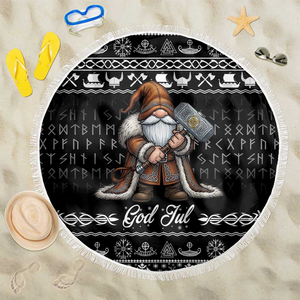 Viking Gnome Christmas Beach Blanket Nordic Xmas Spirit Pattern - Wonder Print Shop